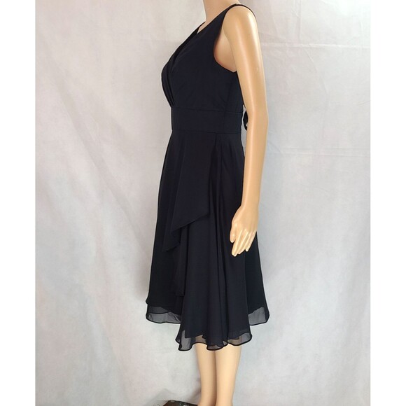 New Special Occasion (8) Black Chiffon Sleeveless Pleated Knee Length Dress - Picture 4 of 9